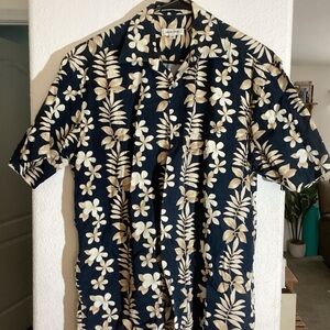 Pierre Cardin Men's Floral Button Down Shirt - Black and Tan